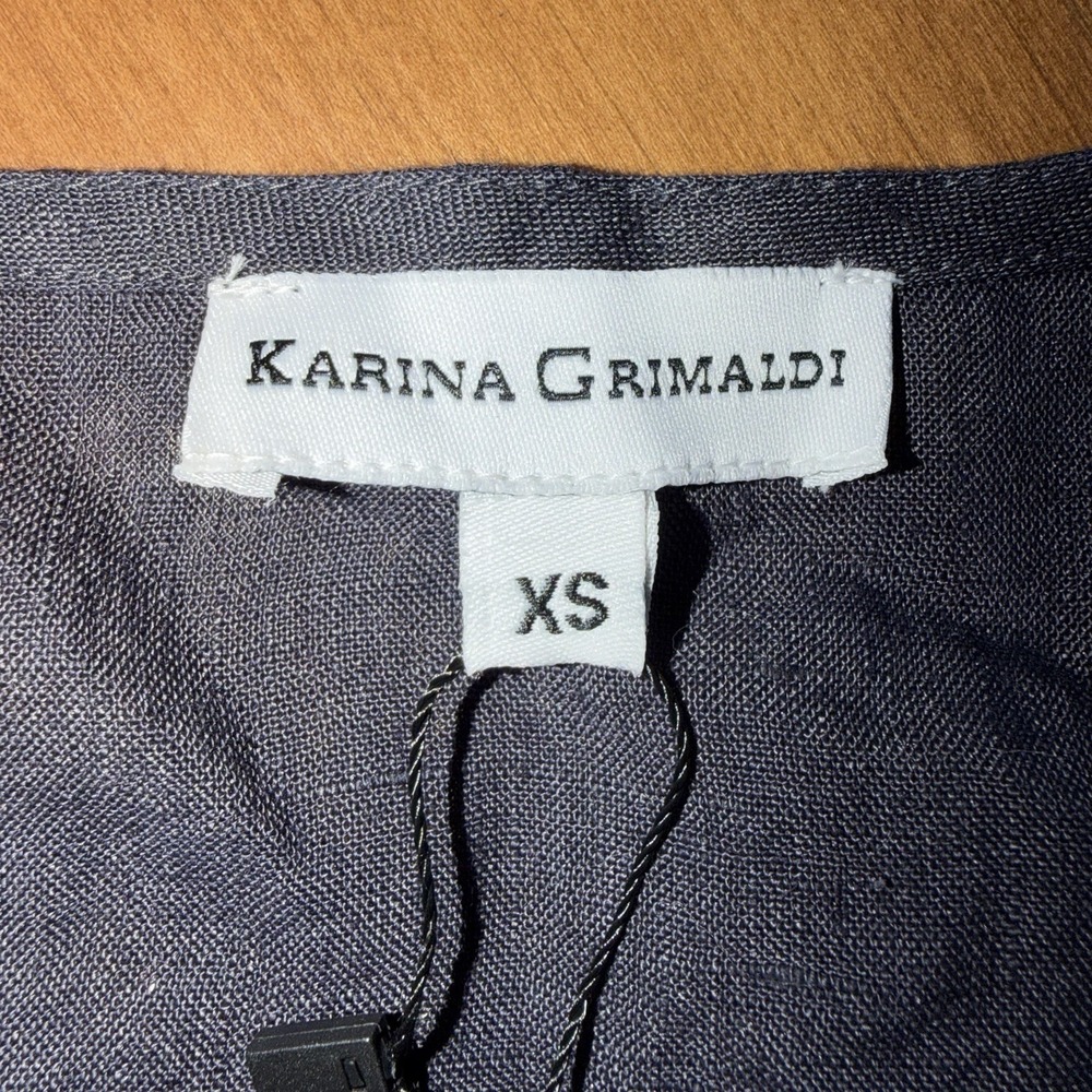 NEW Karina Grimaldi Pao Linen Button Up Top Navy Women's Size XS MSRP $92 - Picture 5 of 10